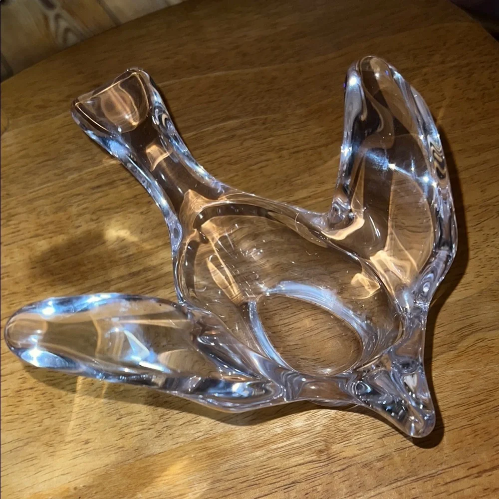Vintage Princess House Clear Lead Crystal Flying Bird~Dove Trinket/Candy Dish